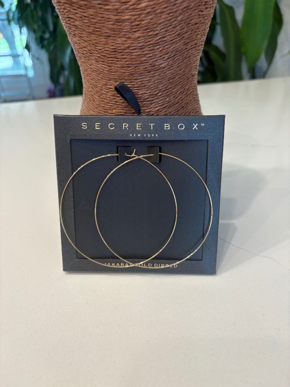 Secret Box _ Hoops 14K Gold Dipped 3 Inches Long